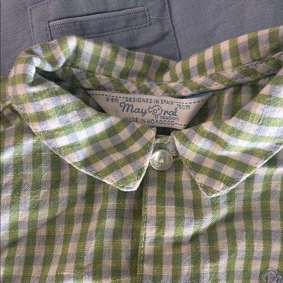 Mayoral Green and White Gingham Button Down Shirt - Picture 5 of 9